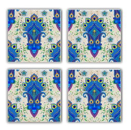 Hermia Alfombrilla de cristal Multicolor (4 piezas) de Piedra Natural 10x10 cm